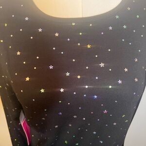 Koi Lite Active Top Womens Black M Slim Fit Long Sleeve Stretch Pullover Stars